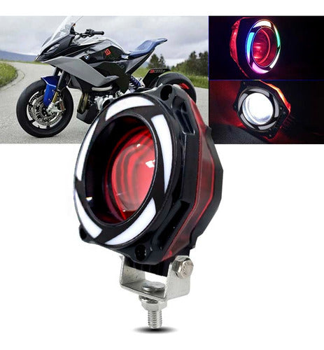 Kit LED Projector Headlights with Angel Eye Multicolor Ring x 2 1