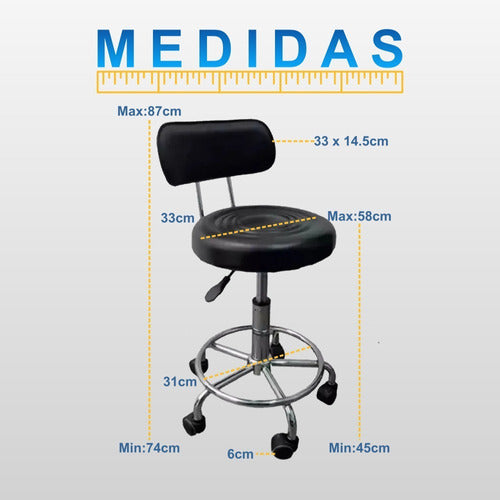 TCWEB Silla Alta Banqueta Ruedas Giratoria Con Respaldo Cajero 3