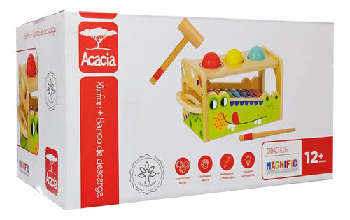 Xilofon Infantil 2en1  Banco De Descarga Madera 2346 Acacia 1