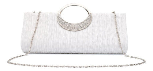 Elegante Cartera Blanca De Noche Con Cristales 4