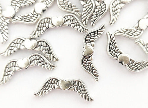 Tienda de Dijes 50 Metal Angel Heart Wings Charms Souvenirs 0