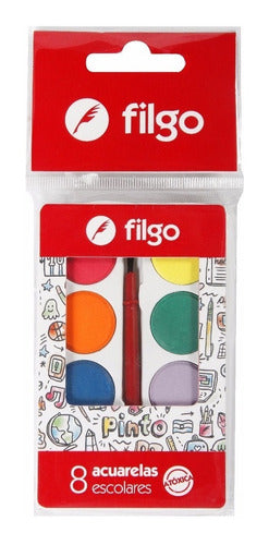 Filgo Watercolor Palette X 8 Colors + Brush Pack X 60 0