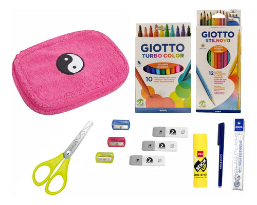 Mooving Kit Set Plush Pencil Case with Giotto Pencils 0