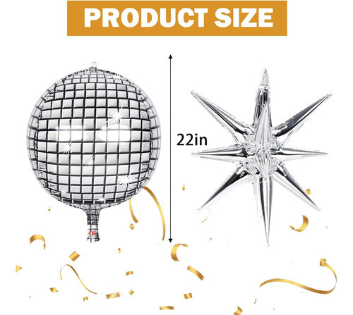 Globos De Disco Plata De 56cm En Pack De 8 Para Fiestas 1