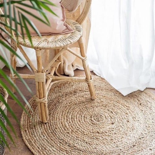 Home & Home Round Jute Rug 100% Natural 90cm Made in India 2