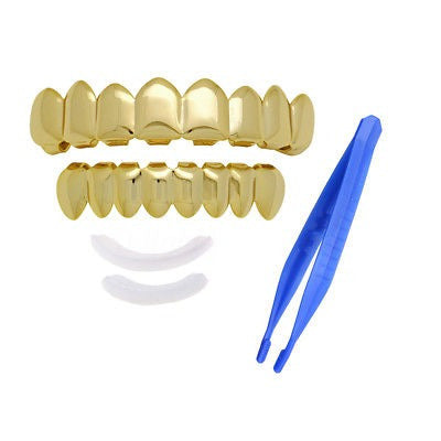 Bling Cartel 14 K Grillz Acabado En Oro Ocho 8 Dientes Superiores Y La Parte Inferior 4