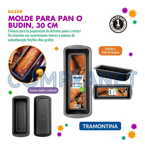 Tramontina Molde Pan Budín 30cm, Teflón Antiadherente, 11940 1