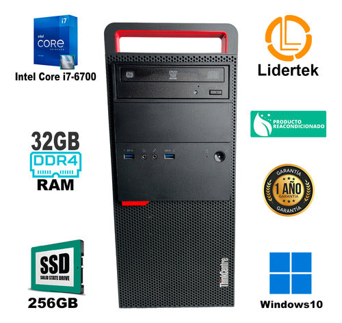 Pc Escritorio Lenovo Core I7-6ta 32gb Ram Ddr4 256gb Ssd 1