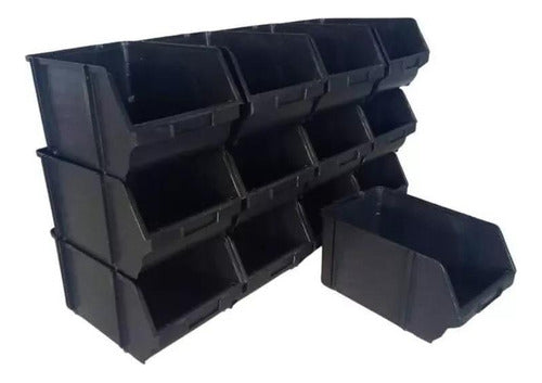 Kit 63 Caixa Box Gaveteiro Industrial Bin Preto N°7 16x22x30 0