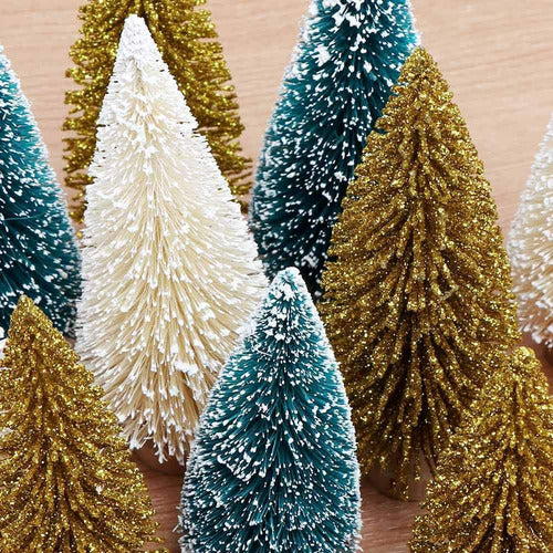 AerWo Mini Christmas Tree Wooden Base Decoration 24 Pieces 6