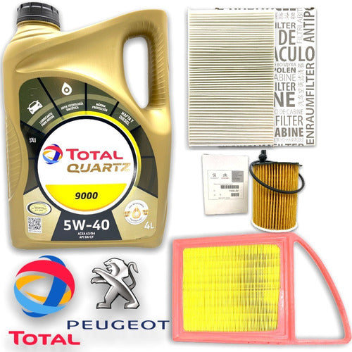 Kit Filtros Peugeot 408 308 1.6 Hdi + Aceite Total 9000 5w40 0