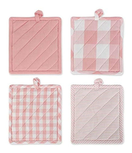 DII Gingham Check Kitchen Collection, Potholders S/4, 4 Pieces 1