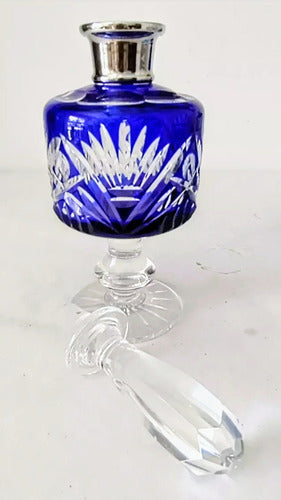 Juego De Toilette De Cristal Tallado Azul 27 Cms 2