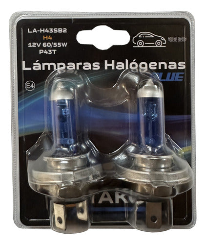 Juego De Lampara H4 Halogena Blue Vision 12v 55w Tako La-h43 2