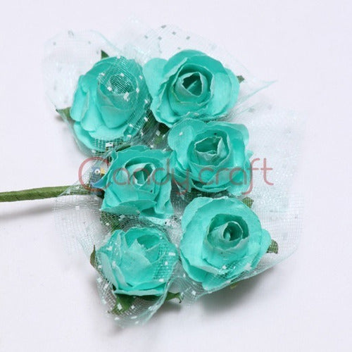 Candy Craft Artificial Paper Flowers with Tulle 2 Cm with Stem x 36u 4