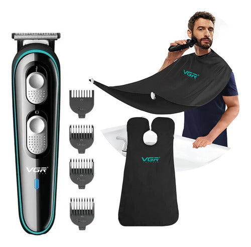 VGR V-055 Hair Clippers Trimmer + Haircut Cape Combo 0