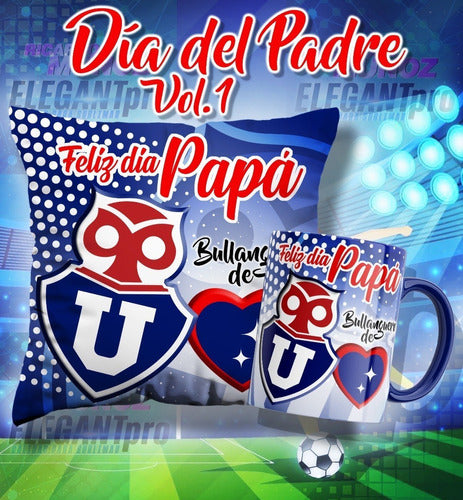 Plantillas Sublimación Padre Tazas + Cojines Fútbol Chileno 4