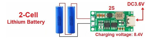 Cargador De 2 Celdas De Litio 18650 Multicelda 2s 8,4v Usb 2