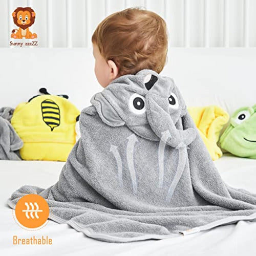 Sunny Zzzzz Hooded Baby Bath Towel and Washcloths Set 2