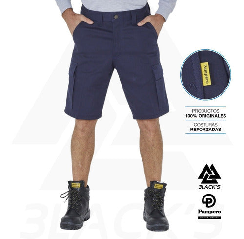 PAMPERO Work Cargo Shorts Blue/Beige Sizes 38 to 60 3