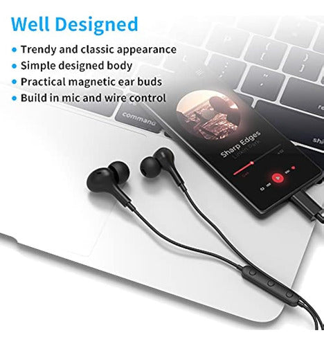 Apetoo USB C Headphones for Samsung S22, Stereo High Fidelity Earphones 1