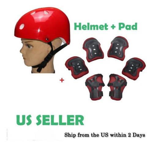 Protective Helmet + Knee and Elbow Pads Set 1