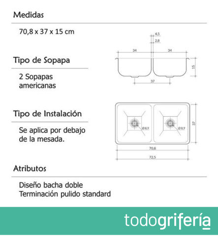 Johnson Acero Double Stainless Steel Sink 430 CC37 3