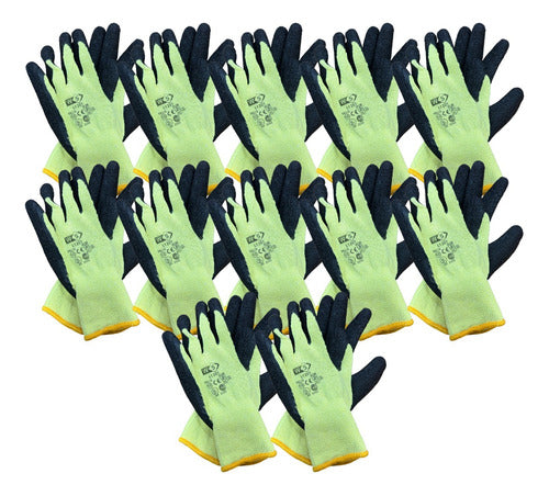 Pack of 12 Pairs Textured Latex Coated Knitted Gloves 0