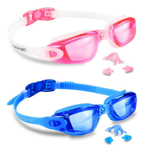 Eversport X2U Blue and Pink Unisex Swimming Goggles 0