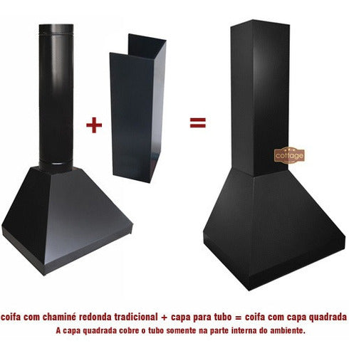 Capa Para Tubo De Coifa Preto Com 3 Lados - 1m 1