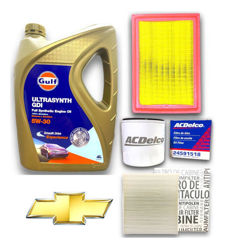 Gulf Kit Filtros + Aceite 5w30 Sintético Onix Spin Cobalt 0