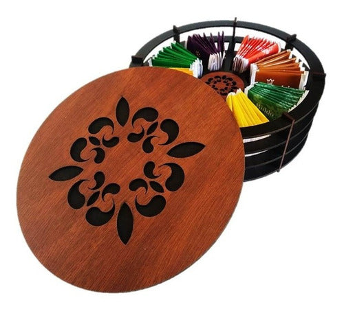 Mahuala Arte Nuestro Circular Tea Box with 8 Compartments 0