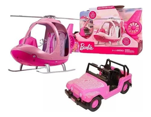 Barbie Helicopter + Jeep Stickers Dolls Combo X2 Original 0