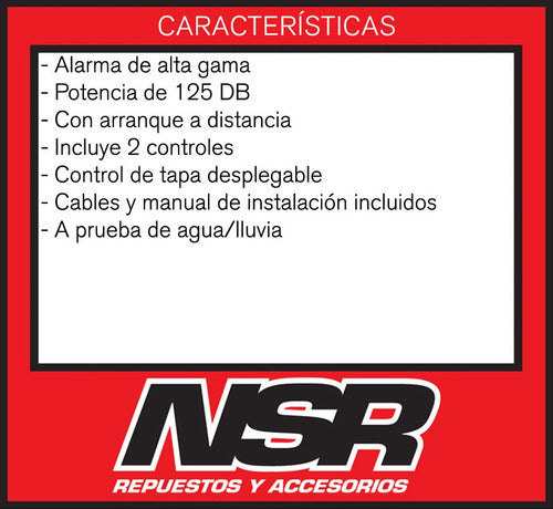 NSR Alarma Para Motos 2 Controles Linea Nueva Universal 12v 1