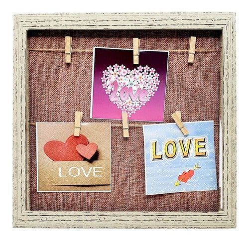 Decorative Wooden Picture Frame with Clips for Photos 30x30 128