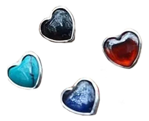 Cis Jewelry Piercing Labret Titanium Heart with Natural Stones 0