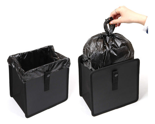 KMMOTORS Foldable Hanging Car Trash Can - Black - L 0