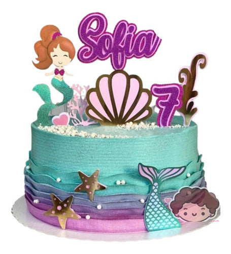 Adorno Decoración Sirena Topper Torta Personalizado Cumple 0