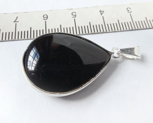 Black Agate Protects and Cleanses Negative Energy Pendant Nickel 18 2