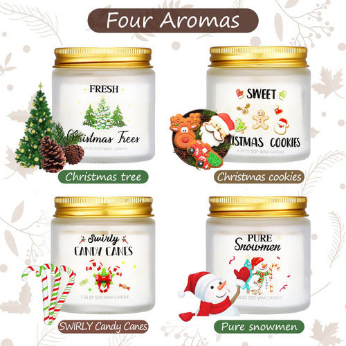 Juego De 4 Velas Perfumadas De Navidad, Velas De Soja Fresca 2