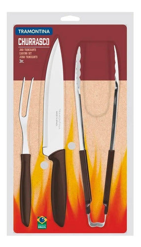 Juego Asado Grande 3 Piezas Cuchillo Pinza Pincho Tramontina 1