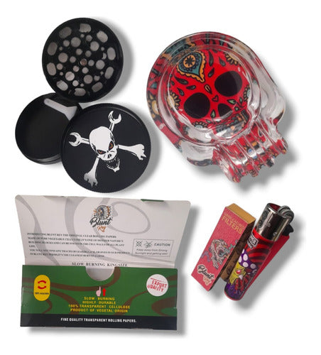 Blunt Rey Combo Skull Ashtray / Metal Skull Picker / King Size Rolling Papers 1