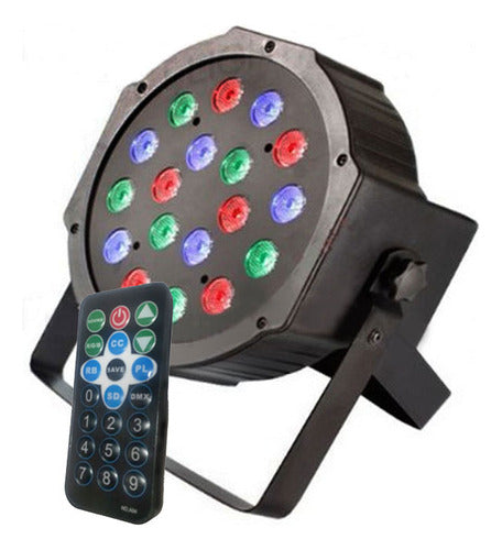 Tacho Par Led Rgb 18x1.5w Reales Con Control Remoto Inalambr 0