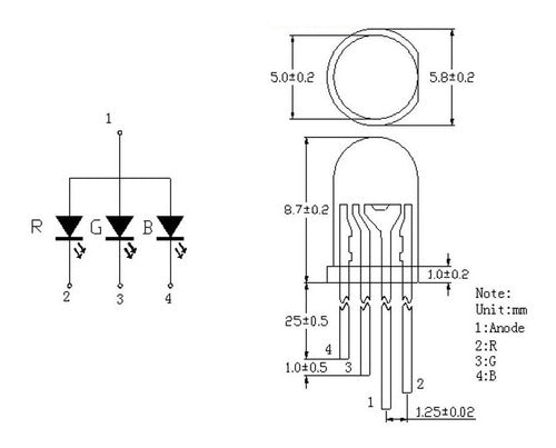 5 LED 5mm High Brightness RGB 4 Pins Common Anode 2