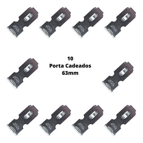 Porta Cadeado Pequeno Para Gaveta Ou Armário 63mmx25mm 10 Pç 0