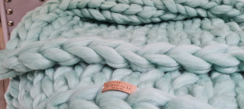 LONERA OMAR Extra Large Nordic Blanket 1.80 x 0.70 Handcrafted Aqua 3