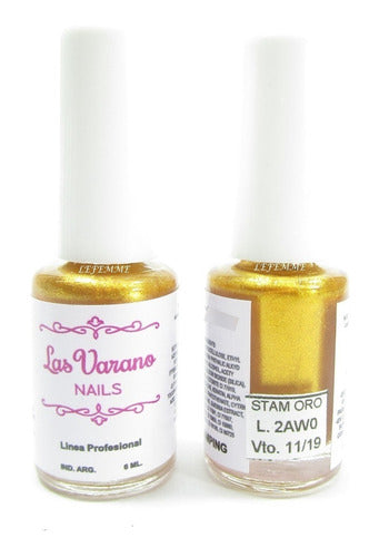 Esmalte Para Stamping Dorado Decoracion De Uñas Lefemme 0