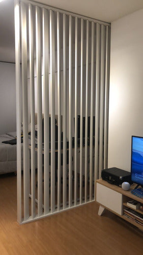 Customizable White Rotating Rods Room Divider 1