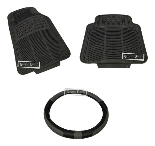 Ford Ka Premium Rubber Floor Mat Cover with Deluxe Steering Wheel 6