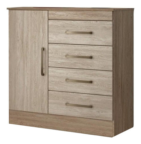 Comoda Cajonera Dormitorio Guarda Ropa 3 Cajones 1 Puerta 0